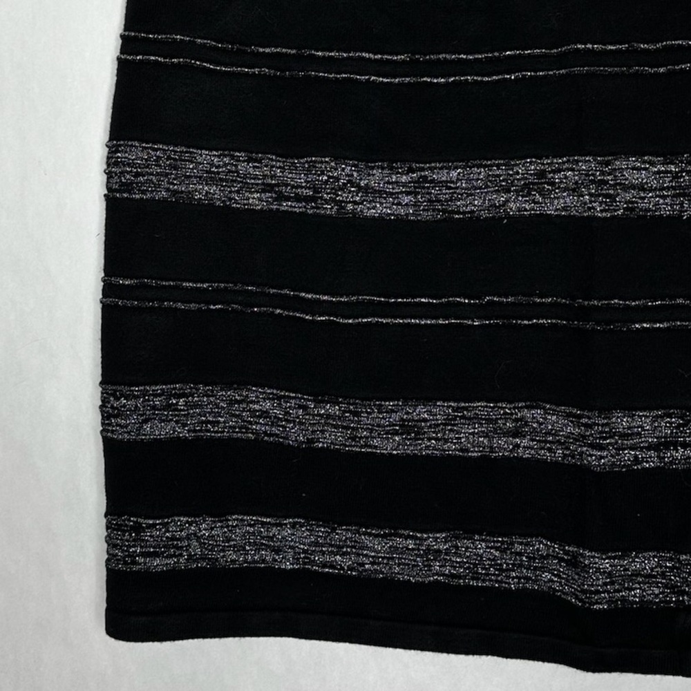Rock & Republic Black Silver Metallic Stripe Bodycon Skirt Y2K Size Small Glam - Picture 10 of 10